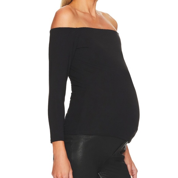Hatch The Maternity Off The Shoulder Bodycon Top in Black - Picture 5 of 5